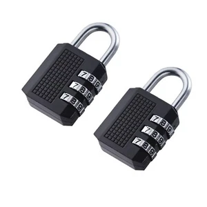 3-Digit Combination Lock, Black, Padlock Keyless, Resettable Luggage Locks, f... - Picture 1 of 5
