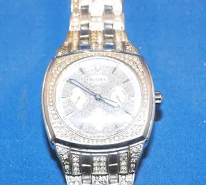 Bulova Herren Quarz Swarovski Kristall Chrono Uhr C876869 1 1/2 Zoll breit - Bild 1 von 4