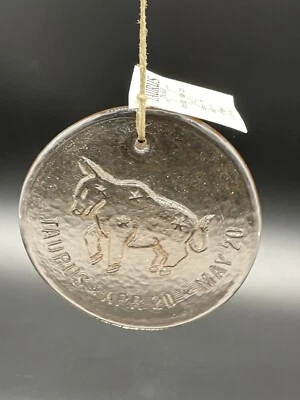 Taurus Suncatcher Ornament Pink April May Birthday Recycled Bull Aurora Glass - Image 1 of 4