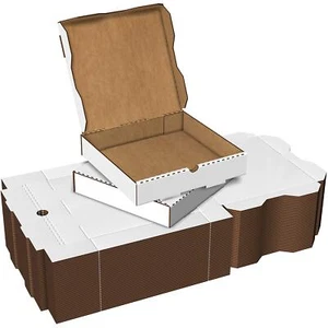 White Cardboard Pizza Boxes Takeout Containers - 10 x 10 Pizza Box Size Corru... - Picture 1 of 7