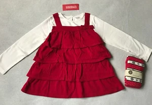 NWT Gymboree Red Tiered Ruffle Top + GAP Tights Holiday Set - size 5 years  - Picture 1 of 2