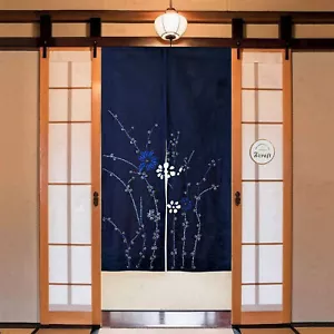 Plum Blossom Shibori Noren Door Way Curtain, Tie-Dye Coarse Cotton Room Divider - Picture 1 of 7