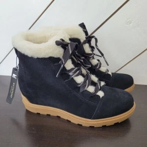 NEW Sorel Evie II Cozy Womens 9 Waterproof Wedge Boots Suede, Faux Fur Lining - Picture 1 of 8