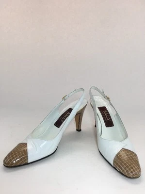 Zapatos de tacón alto Bally talla 7 N blanco tostado Mónica hechos en Italia Foto 1 de 4