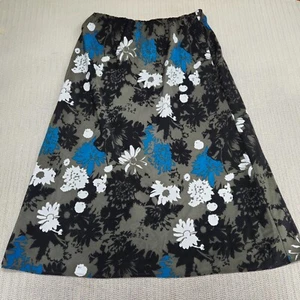 Cato Midi Flare Skirt Womens Size 14/16 Black Blue Gray White Floral - Picture 1 of 8
