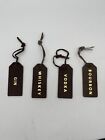 (4) Leather With Gold Foil Lettering Decanter Liquor Bottle Label Tags