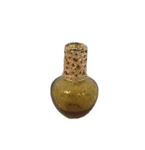 Amber Gold Fleck Glass Catalytic Diffuser Effusion Lamp Gold Tone Filigree Cap - Picture 1 of 11