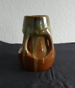 4- Henkel Vase Keramik JUGENDSTIL Reinhold & Co Bunzlau Laufglasur um 1910 - Bild 1 von 6
