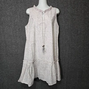Fitzroy & Willa Kleid Damen Large Weiß Popover Ärmellos Rüschen Quaste - Bild 1 von 9