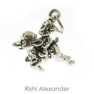 925 Sterling Silver Elf Riding a Reindeer Charm Made in USA - Picture 1 of 3