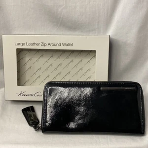 Kenneth Cole New York Large Leather Zip Around Black Wallet - Picture 1 of 9