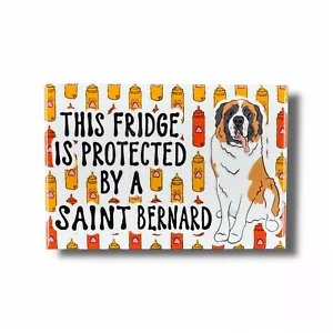 Saint Bernard Dog Fridge Magnet Handmade Cartoon Pet Portrait Gift 2x3" - Picture 1 of 8