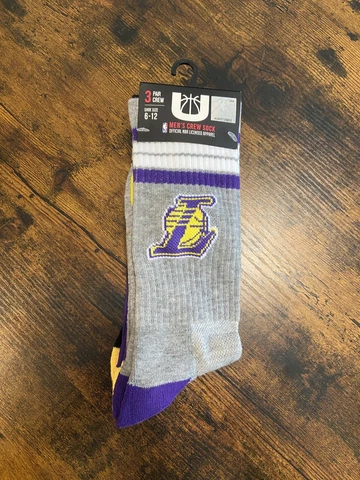 NBA Los Angeles Lakers Men's Crew Socks 6-12 (3 Pairs) Cover