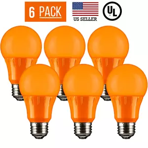 6 PACK 3W LED A15 COLORED LIGHT BULB, NON-DIMMABLE, E26 MEDIUM BASE, ORANGE - Picture 1 of 5