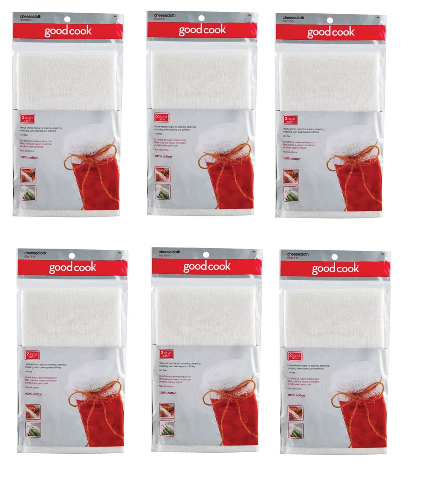 Lot Of 6 Good Cook Cheesecloth 2 Square Yards Each 100% Cotton Lint Free New! - Image 1 of 1