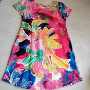 Talbots Dress Large P Watercolor Lace Back Beach Casual Travel Capsule New - Picture 1 of 13