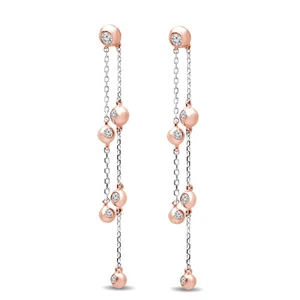 Pendientes redondos de dos tonos de diamantes VS1 F de 0,3 quilates de oro de dos quilates de 14 quilates - Imagen 1 de 2