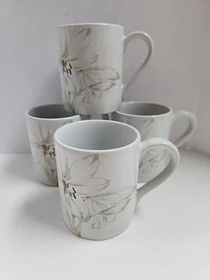 Corelle Coordinates White Flower Mugs-SET OF 4- 7/8” STONEWARE Coffee Mugs - Image 1 of 4