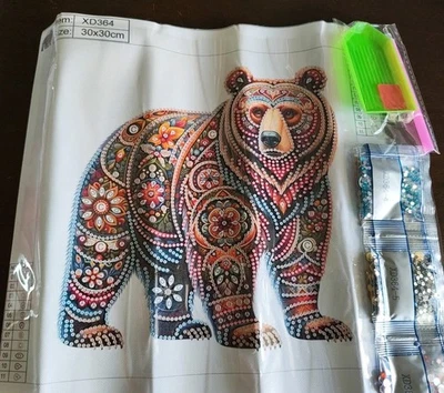 Diamond Painting 5D DIY PARTIAL 30x30cm 🐝 MANDALA BEAR 51 🐝 Free Post - Imagem 1 de 2