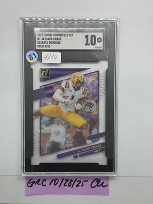 2023 Panini Chronicles D.P. Ja'Marr Chase Clearly Donruss Gold 4/10 Graded 10 - Image 1 of 2