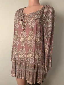 Blusa American Eagle Top Túnica Campesina Floral Boho Mangas Campana Talla Grande - Imagen 1 de 13