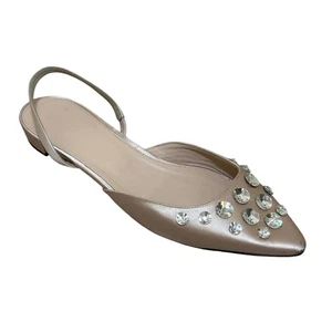 J.Crew Damen-Flats 11 champagnerfarben verziert Fersenriemen spitz zulaufend Glamourös Event - Bild 1 von 5