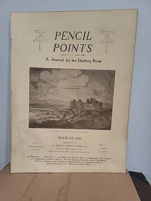 March 1923 Pencil Point Magazine Architecture Drafting D'Espouy Otto F. Langmann - Image 1 of 3