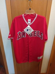 VTG NWT Anaheim Angels MLB Baseball Red Majestic Jersey Mens LARGE Stitched TEAM - Picture 1 of 2