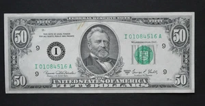 Billete de 50 dólares de la Reserva Federal 1969 C/Minneapolis/F-2117I/ligeramente circulado/raro - Imagen 1 de 9