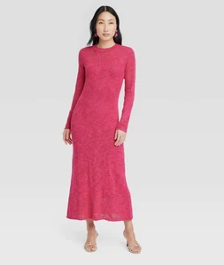 A New Day Women's Floral Pointelle Maxi Dress Long Sleeve, Pink, S *432-2 - Picture 1 of 4