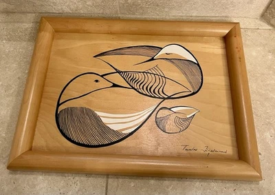 Placa bandeja madera arte aves escandinavas vintage Aarikka Finlandia Foto 1 de 4