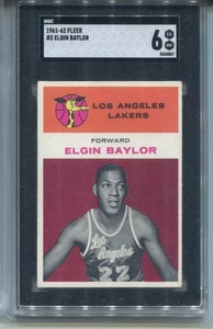 1961 Fleer Elgin Baylor Rookie Card SGC 6 Ex MINT Graded Basketball #3 - Bild 1 von 2
