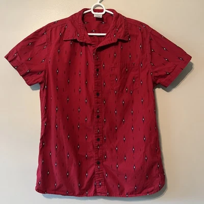 Vintage Hang Ten Men’s Red Black Short Sleeve Button-Down Shirt Cotton Medium - Image 1 of 4