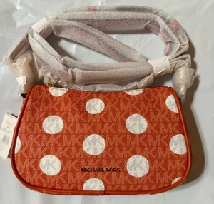Nuevo con etiquetas Michael Kors Carmela Lunares Sig Logo Pequeño Bolso XBody Rojo Precio de venta sugerido por el fabricante $348 - Imagen 1 de 6