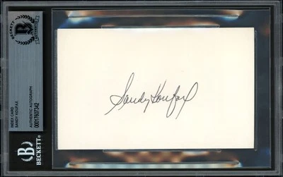 Sandy Koufax Signed 3x5 Index Card Dodgers Vintage Sig Beckett #17607342 - Image 1 of 2