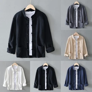 Traditional Stand up Collar Tang Suit Shirt for Men's Chinese Style Look - Picture 1 of 30