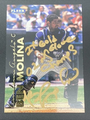 Bengie Molina autographed baseball card 1999 Fleer Tradition #U40 Anaheim Angels - Image 1 of 2