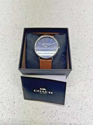 Nuevo reloj Coach Charles con correa de silla de montar para hombre, cuero genuino marrón Foto 1 de 4