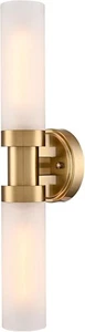 Modern Gold Wall Sconces Frosted Glass Bathroom Wall Light Fixtures E26 T10 Bulb - Picture 1 of 7