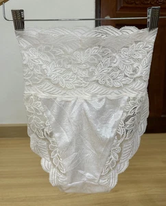 VTG Silky Ivory Polyester Granny Panty Sheer Nylon Lace High Waist Briefs Sz.5-6 - Picture 1 of 24