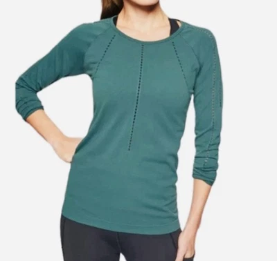 Camisa de Entrenamiento Activo Transpirable Manga Larga Sin Costuras Athleta Foothill Verde Azulado Talla M Foto 1 de 4