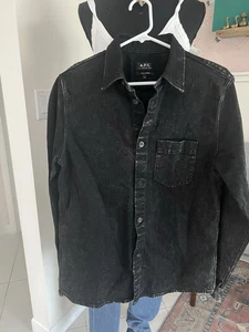A.P.C. Rue Men's Vittorio Denim Overshirt in Washed Black Size Small Jacket - Picture 1 of 9