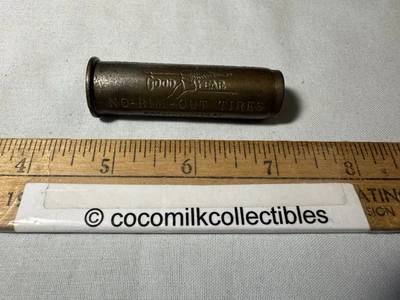 Calibrador de neumáticos y neumáticos de goma Goodyear vintage de 1920 latón sin llanta sin corte Schrader Foto 1 de 4