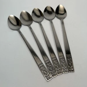 De colección CUSTOMCRAFT "CUS3 - FLEUR de LIS" Acero Inoxidable 5 CUCHARAS DE TÉ HELADAS - Imagen 1 de 2