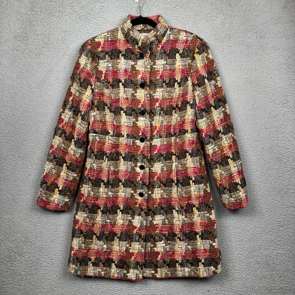 DE COLECCIÓN Chaqueta Barry Bricken Mujer M Multicolor Patchwork Botón Largo Abrigo Boho Foto 1 de 4