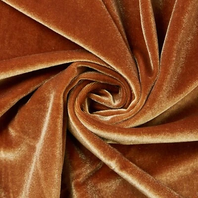Copper Color Stretch Velvet Sewing Fabric 1.3 yd 60" Polyester/Spandex - Image 1 of 2