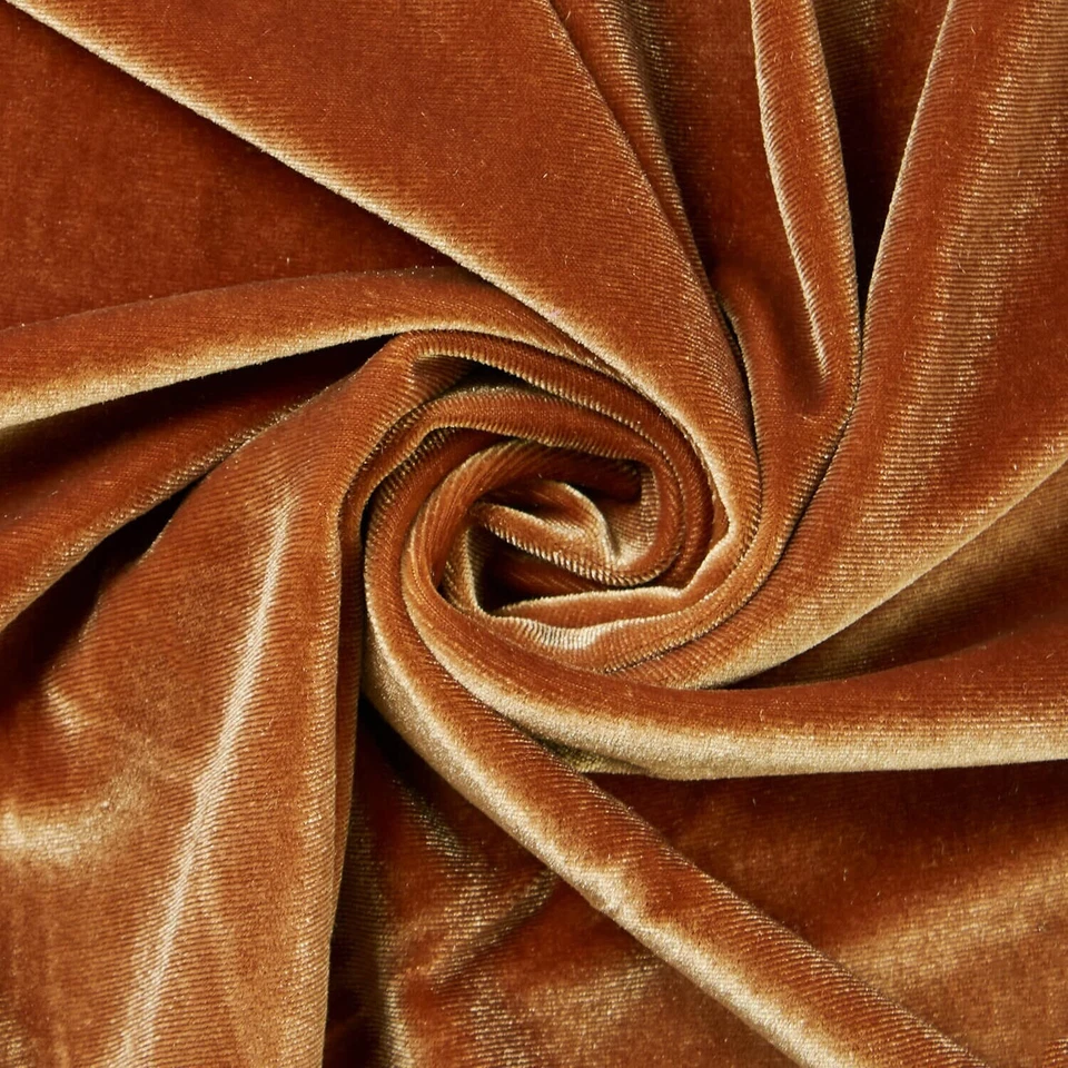 Copper Color Stretch Velvet Sewing Fabric 1.3 yd 60" Polyester/Spandex - Image 1 of 2