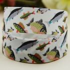 22mm 25mm 38mm 75mm Satin Fish printed Ribbon Hair Accessories party...