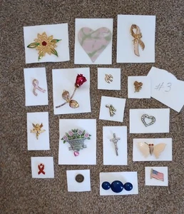 Mixed Brooch Scarf Lapel Pin Lot #3 Enamel Gold Tone Pewter JJ HOL Avon DH - Picture 1 of 2