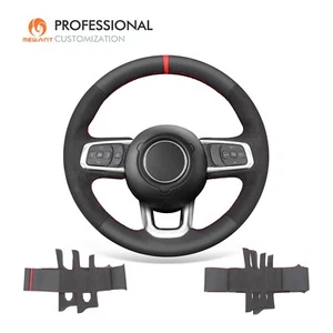 MEWANT Suede Real Leather Steering Wheel Wrap for Jeep Wrangler (JL) 2018-2024 - Picture 1 of 10